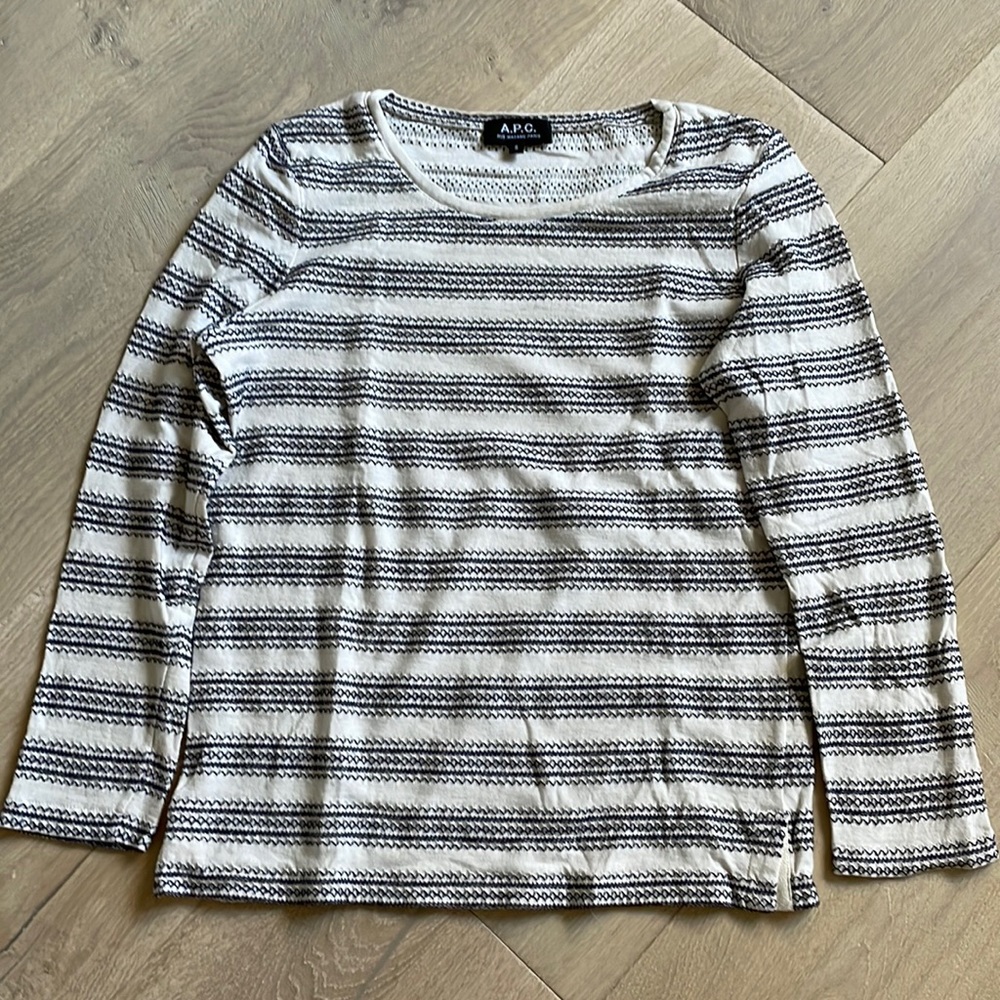A.P.C. 100% Cotton Embroidered Long Sleeve Top. Size S.